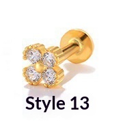 Geometric Diamond-studded Flat-head Helix Piercing Earring