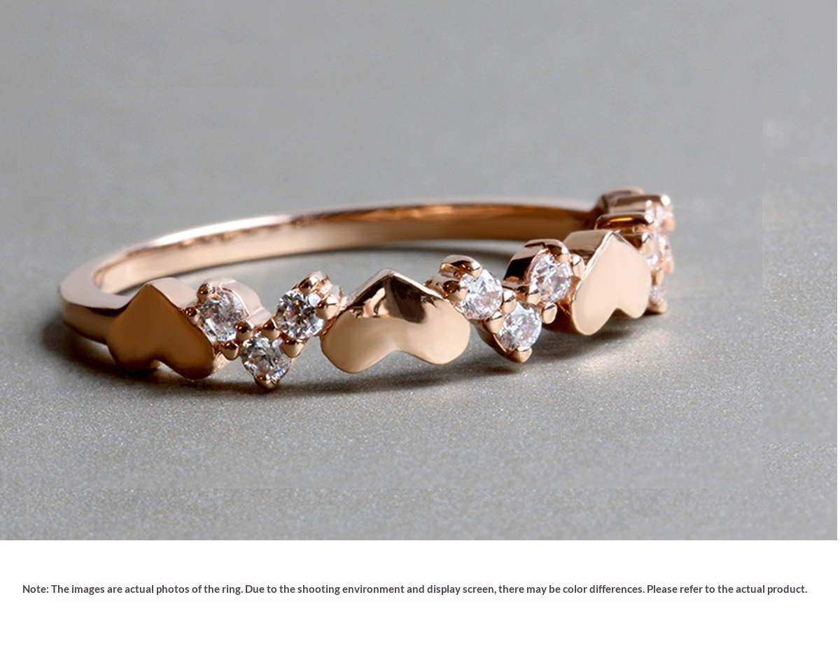 Women's Rose Gold Zircon Heart Shaped Ring