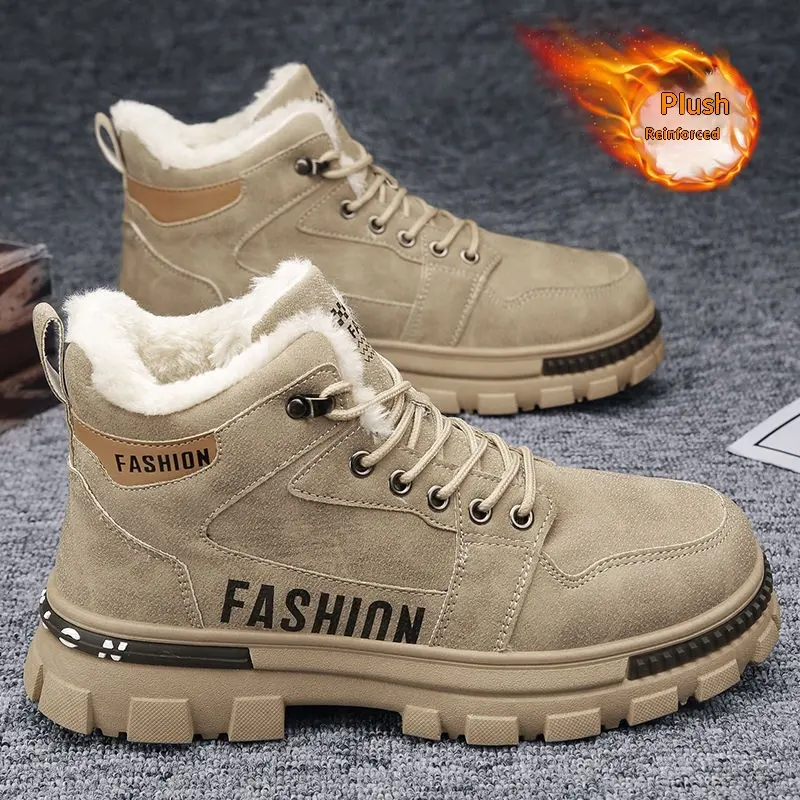 New Mens Fleece-lined Thickened Warm Cotton Shoes