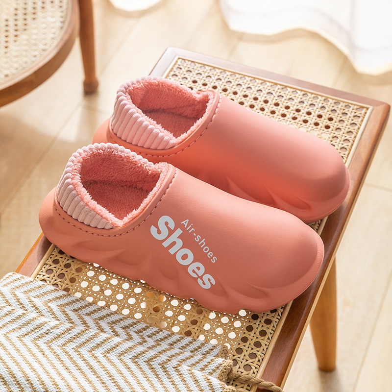 Waterproof Heel-closing Cotton Slippers Warm For Fall And Winter