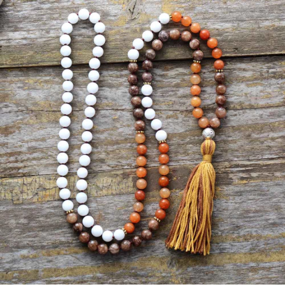 108-bead Hand-knotted Tassel Womens Necklace