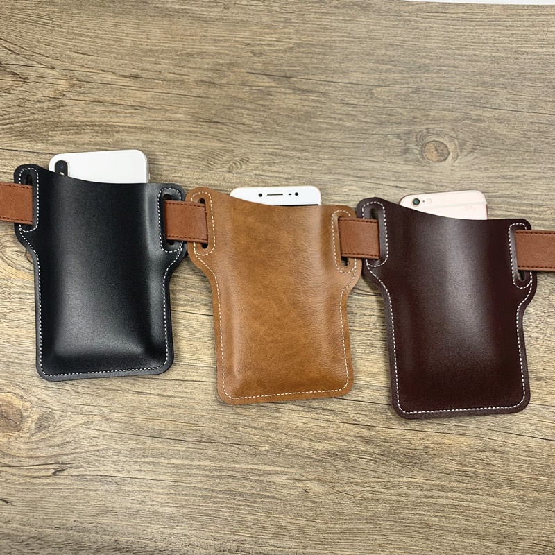 Outdoor Sports Vertical Phone Waist Pouch Leather Case