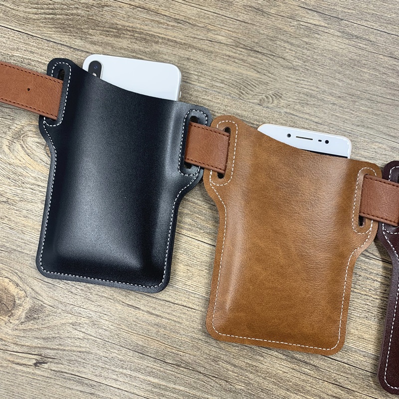 Outdoor Sports Vertical Phone Waist Pouch Leather Case