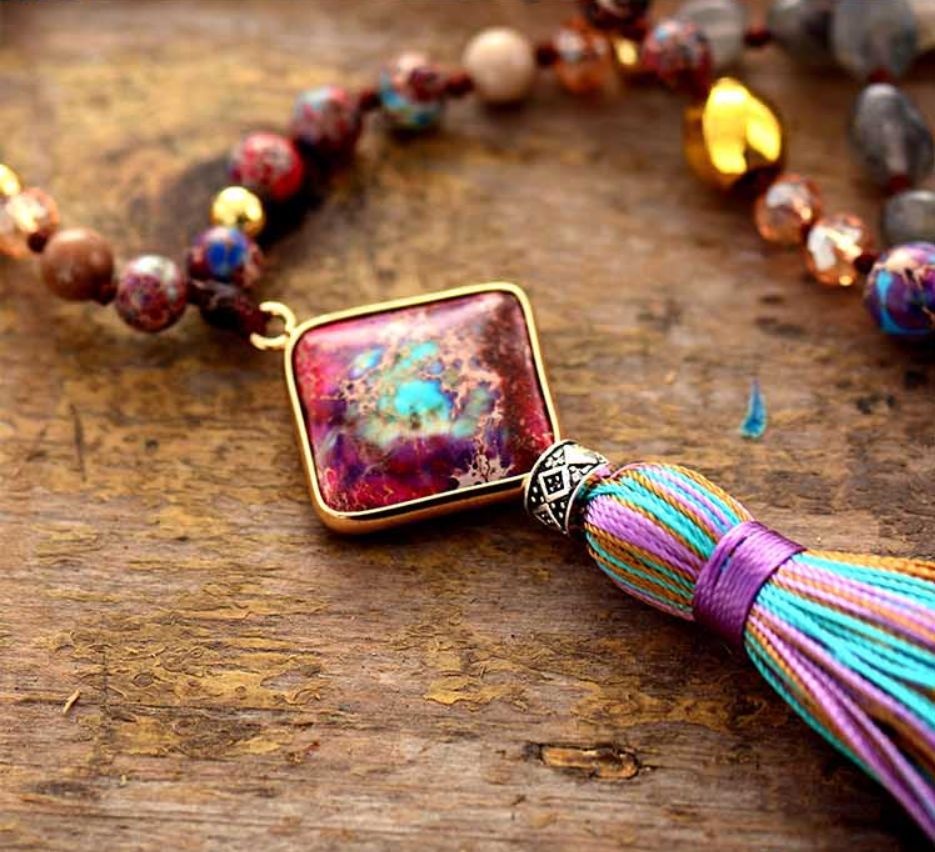 Retro Fashion Geometric Tassel Womens Necklace