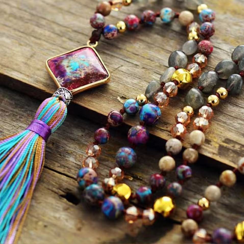 Retro Fashion Geometric Tassel Womens Necklace