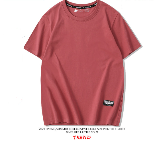 Drop-Shoulder Pure Cotton Short-Sleeve Unisex Solid-Color Blank Shirt