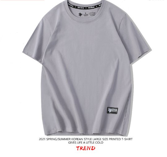 Drop-Shoulder Pure Cotton Short-Sleeve Unisex Solid-Color Blank Shirt