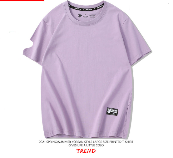 Drop-Shoulder Pure Cotton Short-Sleeve Unisex Solid-Color Blank Shirt