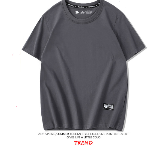 Drop-Shoulder Pure Cotton Short-Sleeve Unisex Solid-Color Blank Shirt