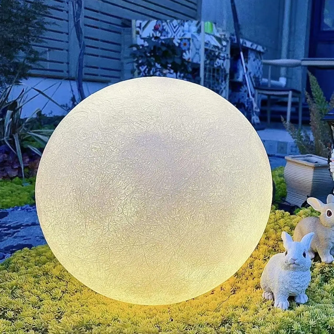Outdoor Illuminated Fiberglass Meteor Crater Moon Resin