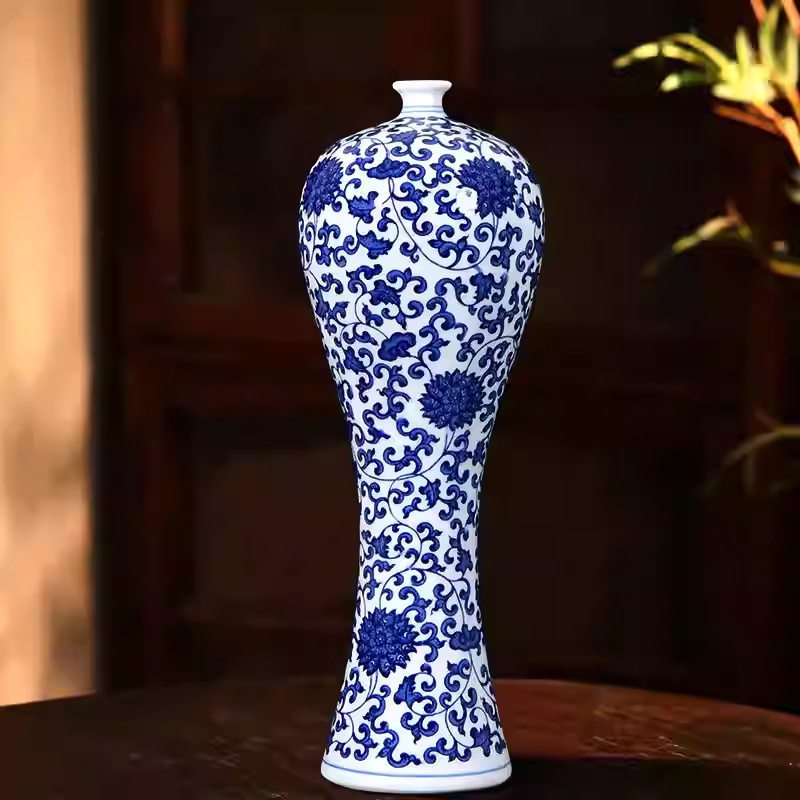 Hand-painted Blue-and-white Beauty Vase In Porcelain - Image 1