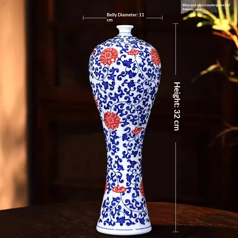 Hand-painted Blue-and-white Beauty Vase In Porcelain