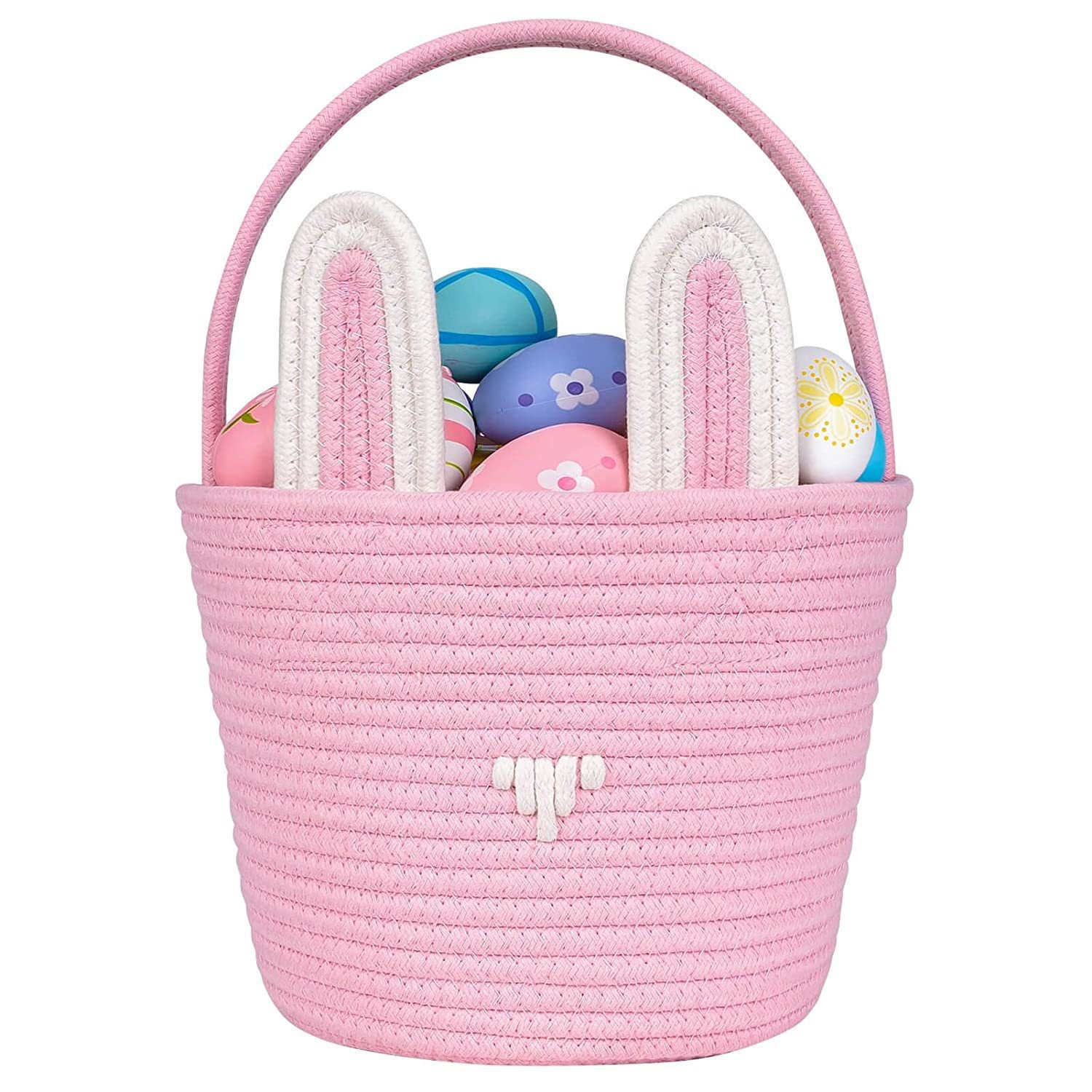 Easter Gift Basket With Hand-woven Rabbit Ears Storage Basket