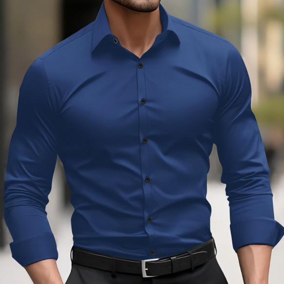 Men's Pigment Business Casual Long Sleeve Shirt