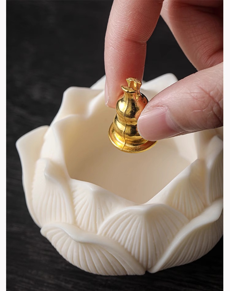 White Lotus Shaped Incense Holder