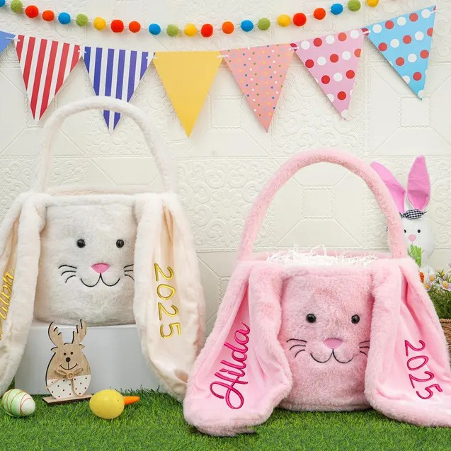 Easter Decoration Handbag Embroidered Plush Basket