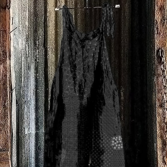 European And American Womens Summer Sweet Wave-Print Retro Suspender Pants