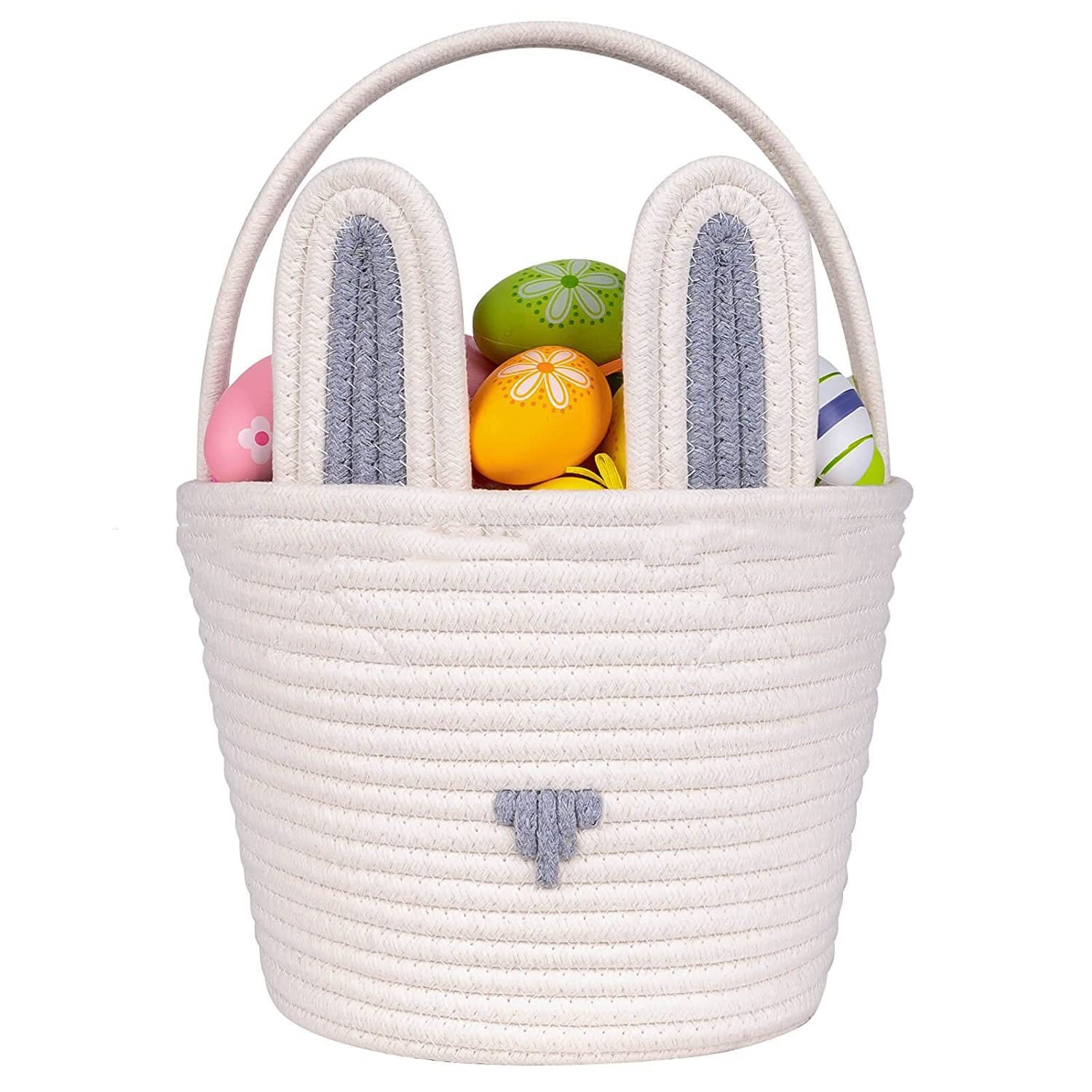 Easter Gift Basket With Hand-woven Rabbit Ears Storage Basket