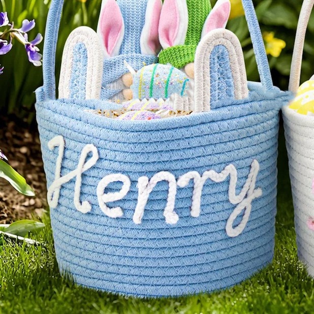 Easter Gift Basket With Hand-woven Rabbit Ears Storage Basket