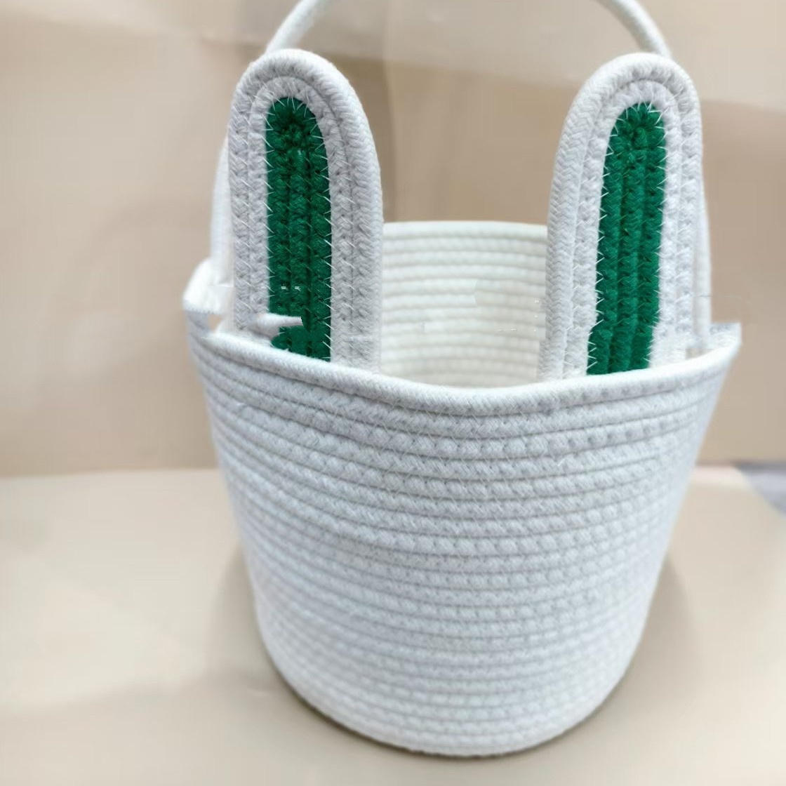 Easter Gift Basket With Hand-woven Rabbit Ears Storage Basket
