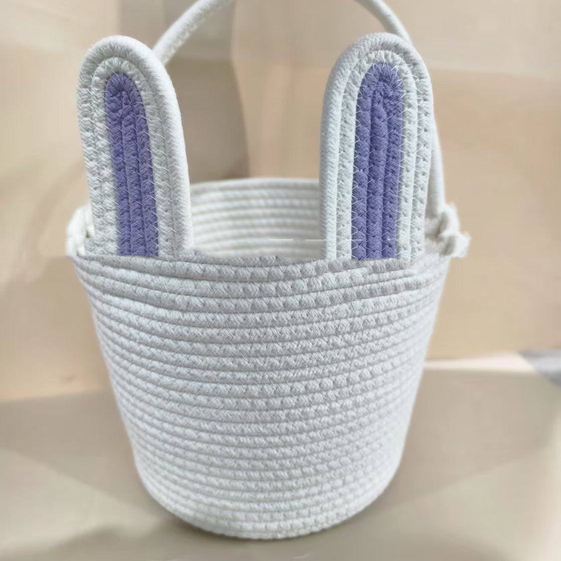 Easter Gift Basket With Hand-woven Rabbit Ears Storage Basket