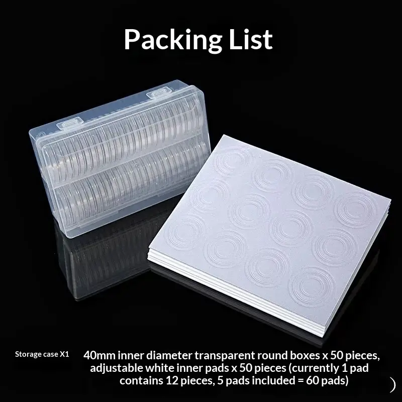 50-piece 40mm Commemorative Coin Round Box Memorial Medal Storage Case