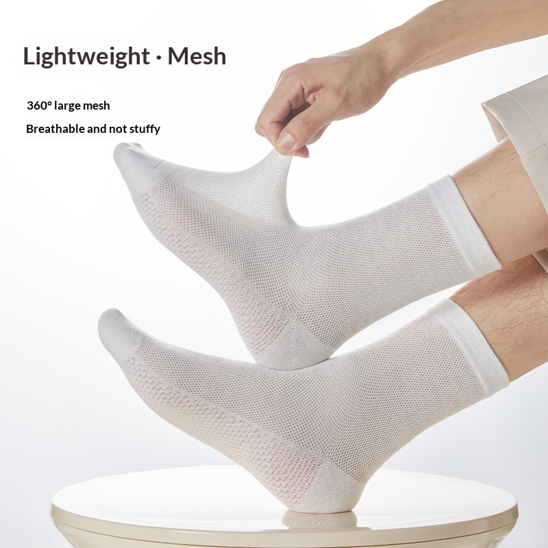 Pure Cotton Breathable Mesh Long Business Socks