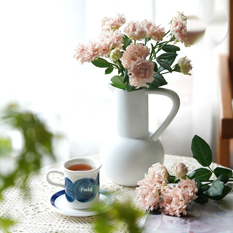 Living Room Flower Arrangement Japanese-Style High-End Aesthetic Ceramic Minimalist Decorative Vase Ornament