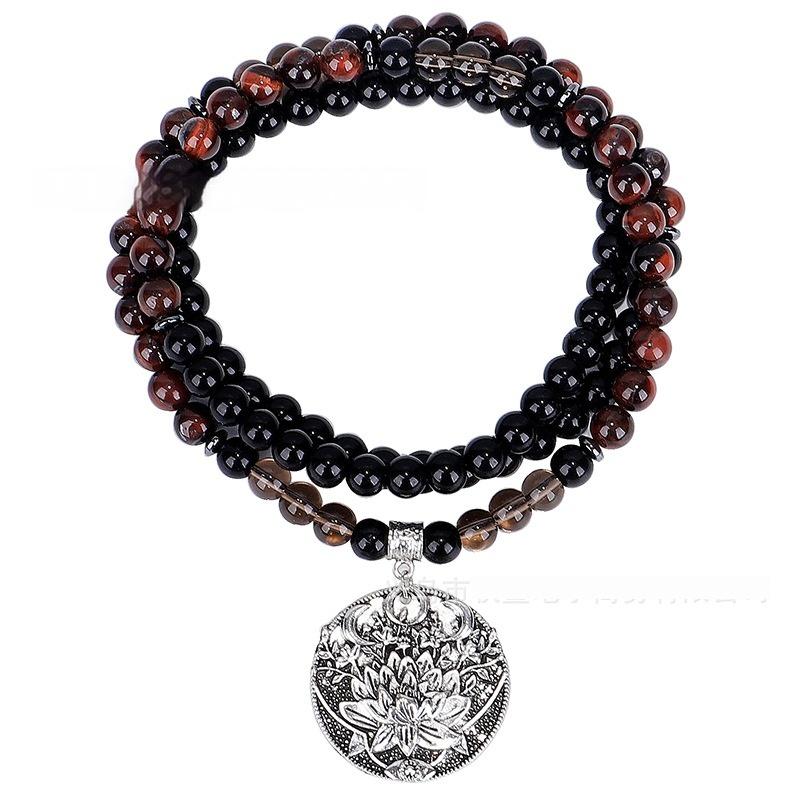 Retro Handmade Beaded Red Tiger Eye Necklace