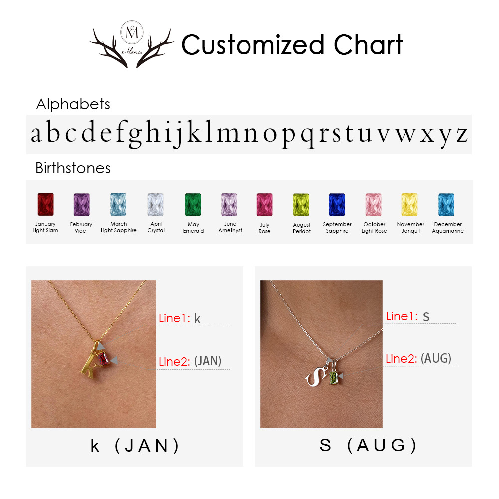 Letter Birthstone Necklace Luxury Necklace
