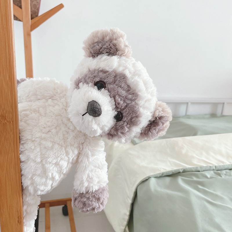 White Raccoon Plush Toy For Comfort And Sleep Companionship