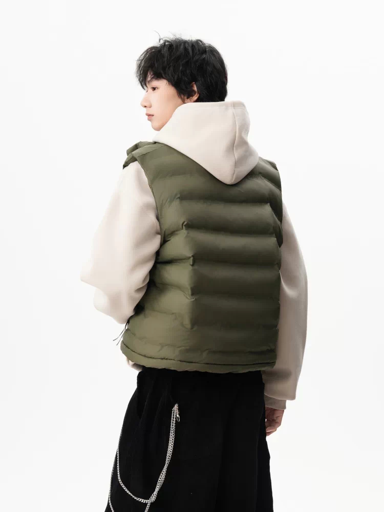 American Style Button-down Solid-color Cotton Jacket Vest