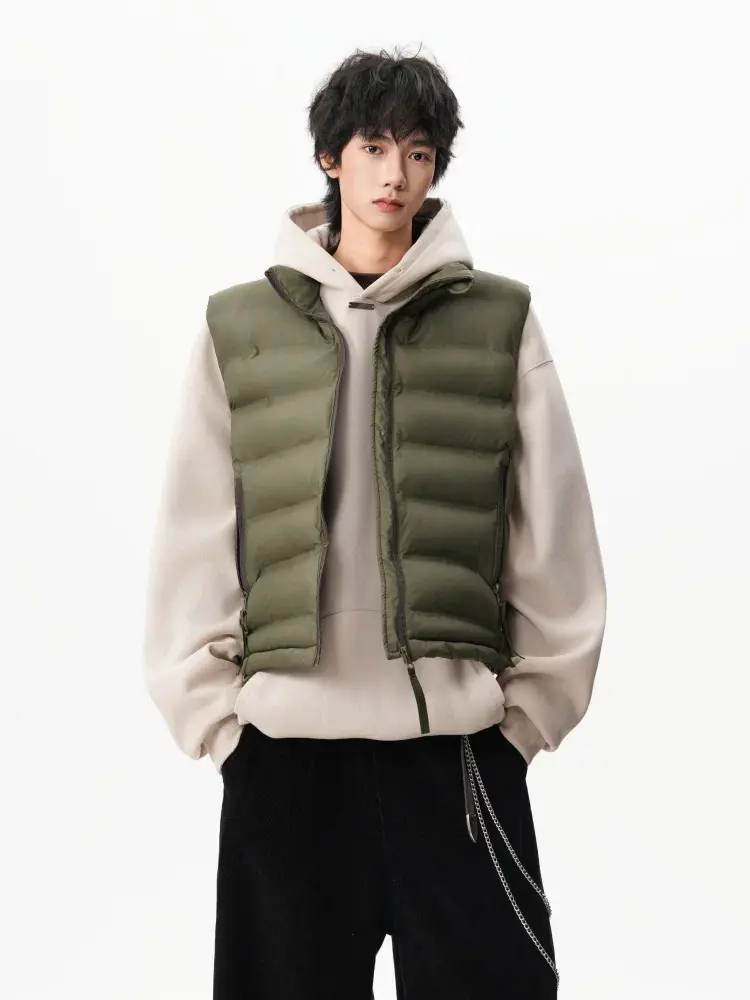 American Style Button-down Solid-color Cotton Jacket Vest