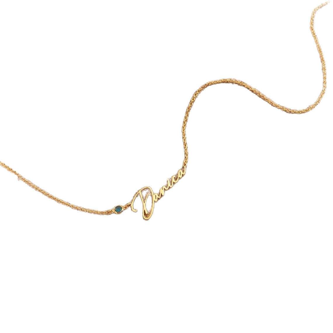 DIY Personalized Stainless Steel Letter Titanium Steel Name Pendant Birthstone Necklace