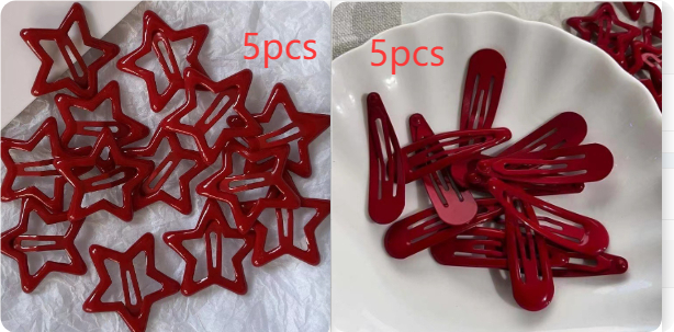 Bangs With Wispy Strands Sidemounted Red Starshaped Drop Hair Clip