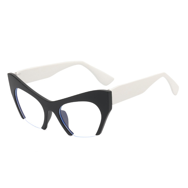 Fashionable Personalized Semi-Frame Cut-Out Cat-Eye Plain Glasses - Image 2