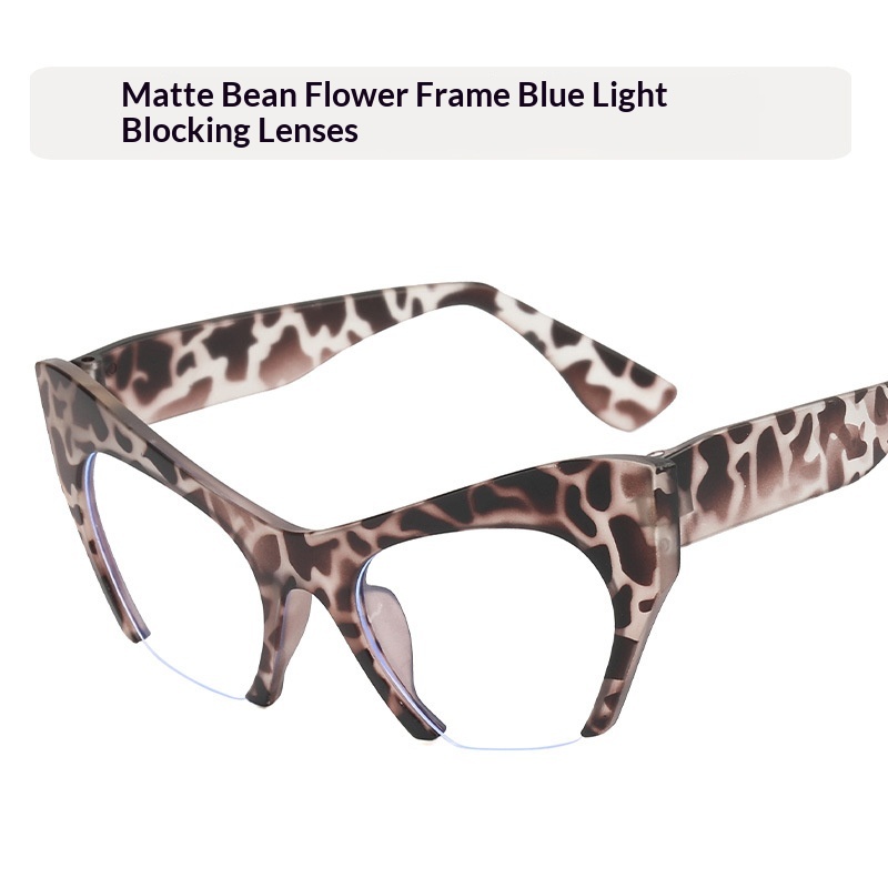 Fashionable Personalized Semi-Frame Cut-Out Cat-Eye Plain Glasses - Image 10