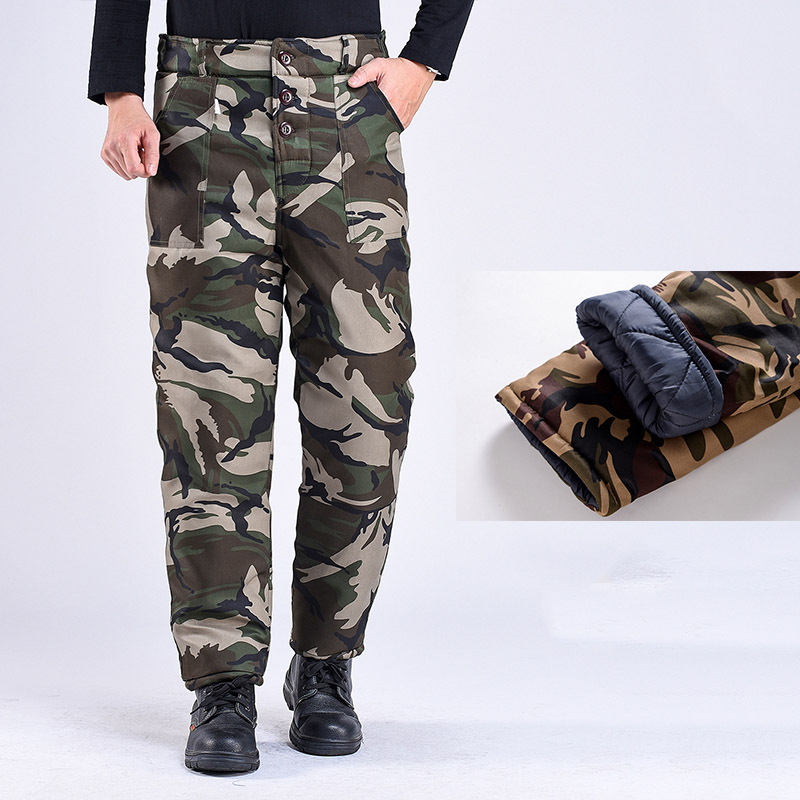 Winter Thickened Fleece Lined Camouflage Cotton Padded Jacket For Men