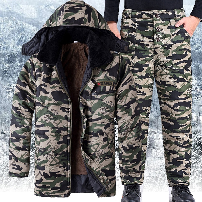 Winter Thickened Fleece Lined Camouflage Cotton Padded Jacket For Men