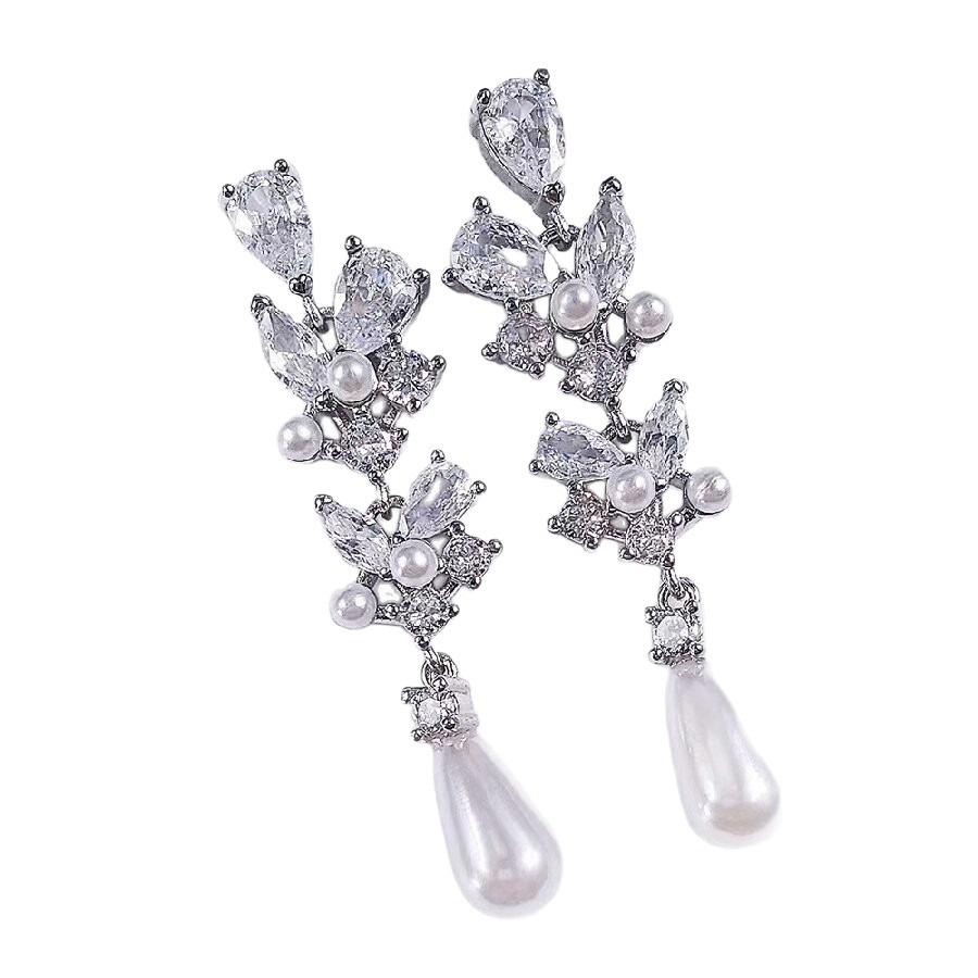 Vintage-style Long Teardrop Tassel Zircon Earrings