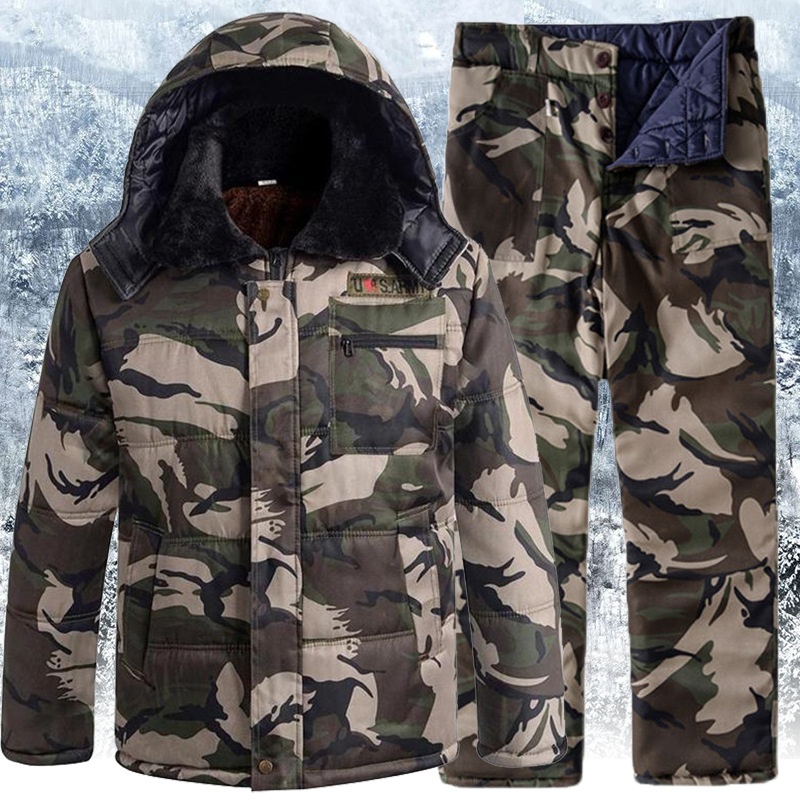 Winter Thickened Fleece Lined Camouflage Cotton Padded Jacket For Men