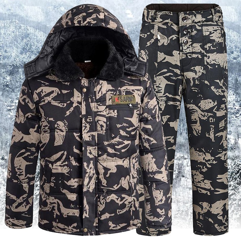 Winter Thickened Fleece Lined Camouflage Cotton Padded Jacket For Men