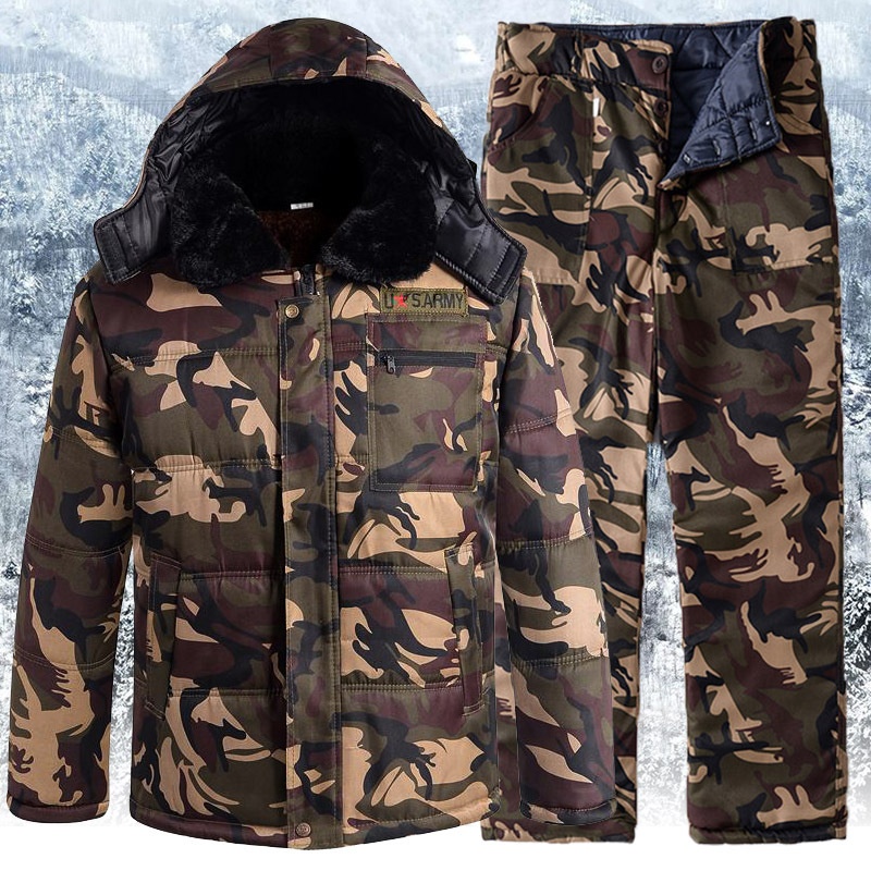 Winter Thickened Fleece Lined Camouflage Cotton Padded Jacket For Men