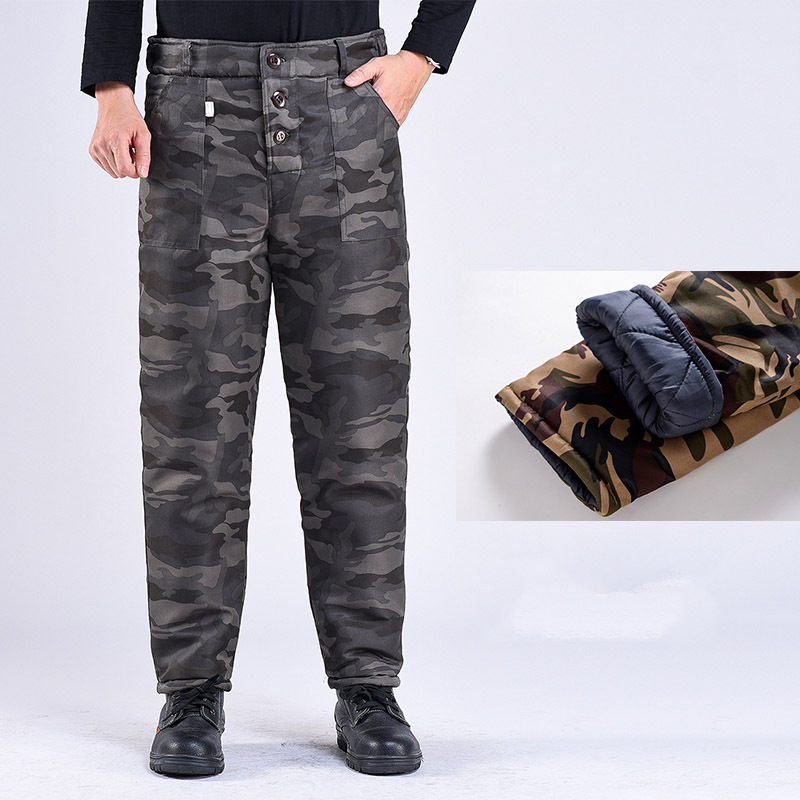 Winter Thickened Fleece Lined Camouflage Cotton Padded Jacket For Men