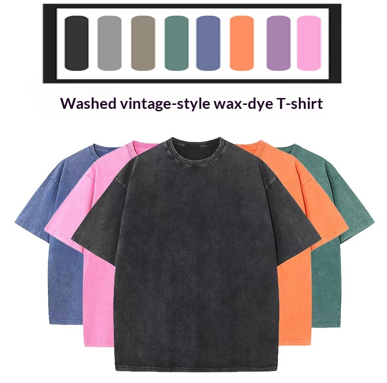 American-style Stir-fried Snowflake Batik Crewneck Short Sleeves