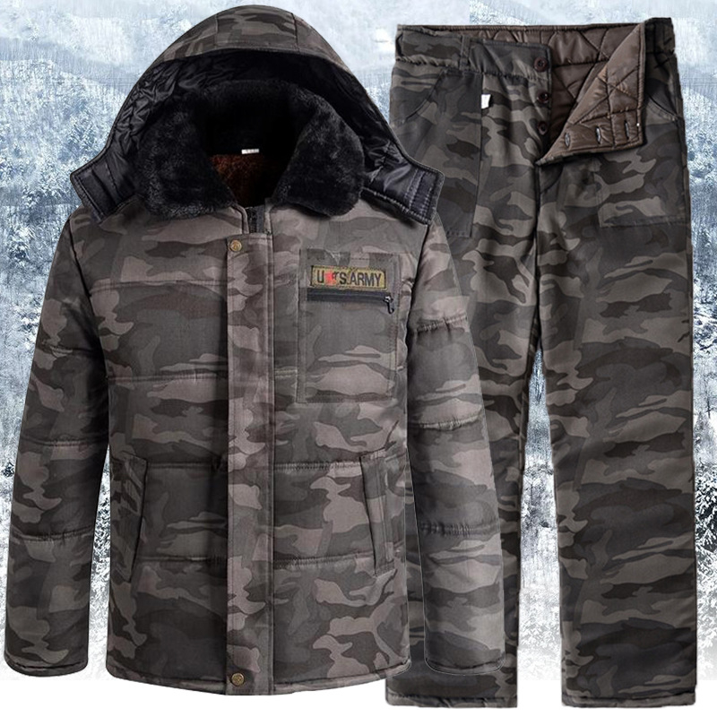 Winter Thickened Fleece Lined Camouflage Cotton Padded Jacket For Men