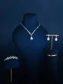 Full-diamond Bracelet Bridal Necklace And Earring Set view 6