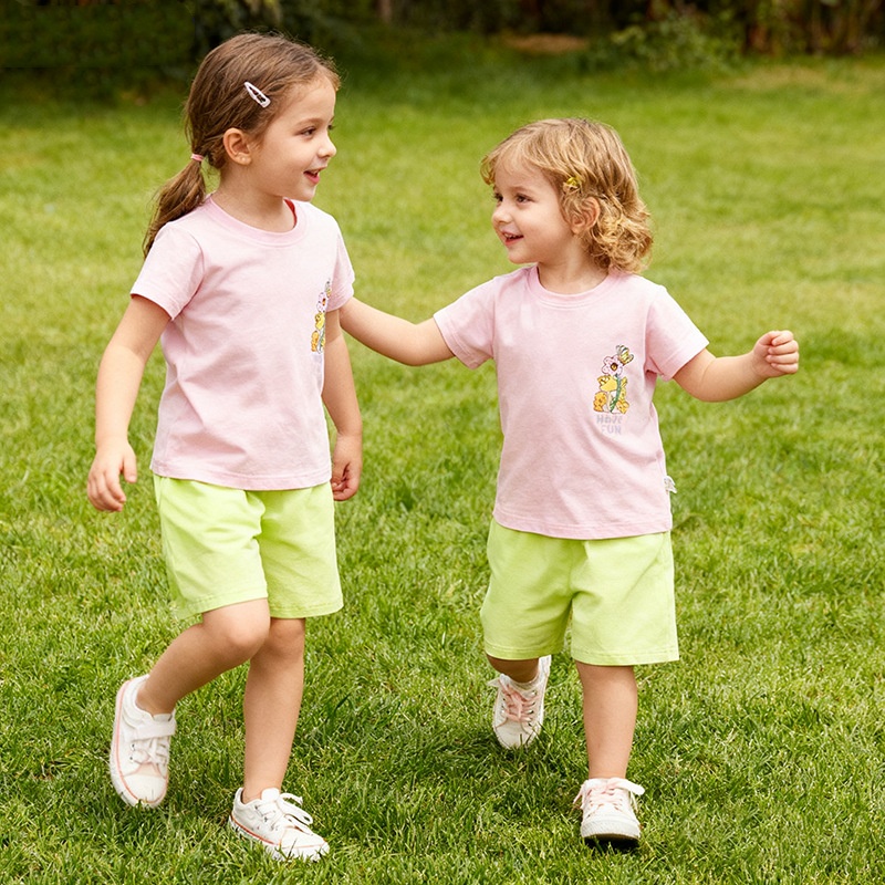 Summer Kids' Cotton Short-sleeve T-shirt Set