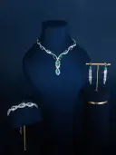 Full-diamond Bracelet Bridal Necklace And Earring Set view 8