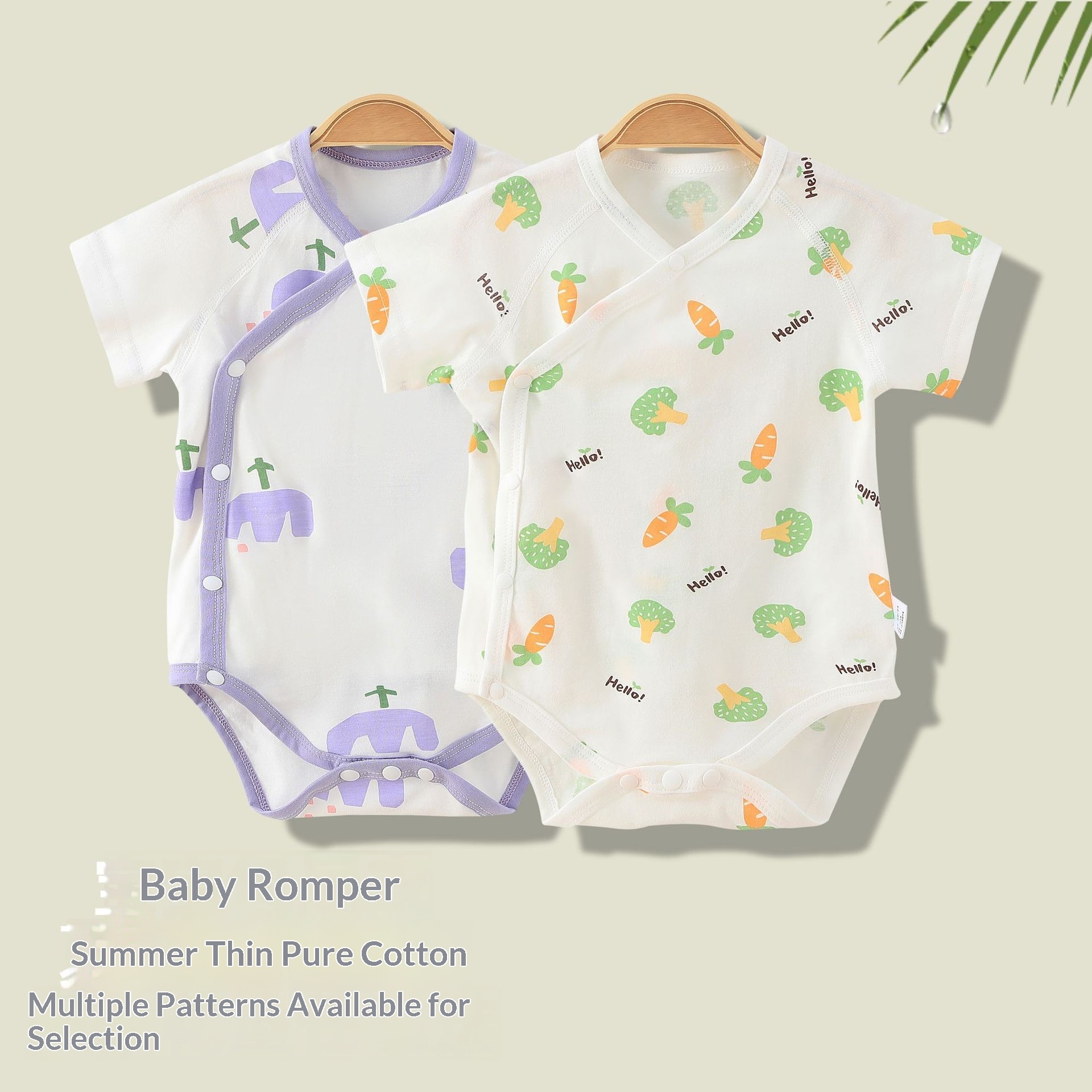 Simple Cartoon Print Summer Baby Rompers Girls Clothing